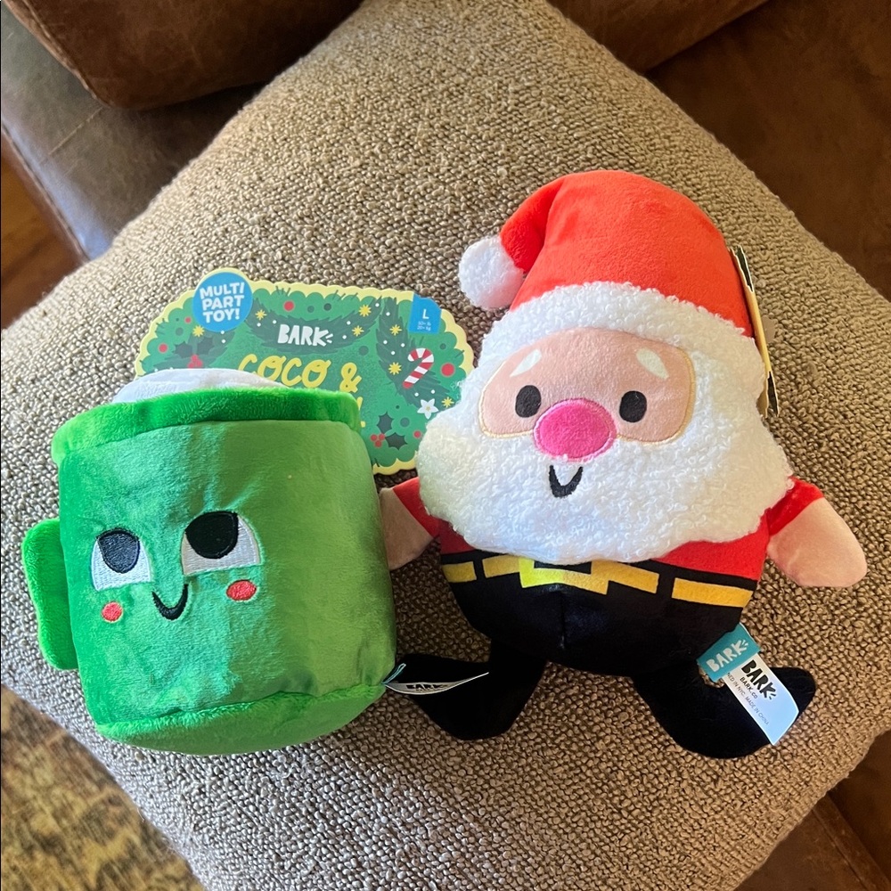 BARK Holiday Plush Toy Duo - Green Mug & Santa